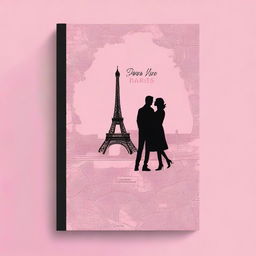 Create a pink book cover featuring a city map of Paris in the background