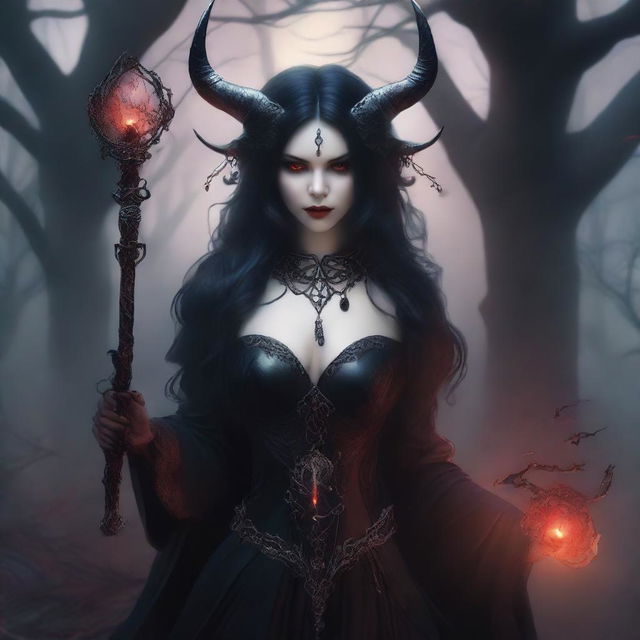 A demon enchantress with an alluring and mystical presence