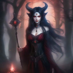 A demon enchantress with an alluring and mystical presence