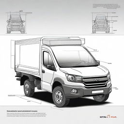 A detailed illustration of a single-seater truck, showcasing its compact design and rugged build