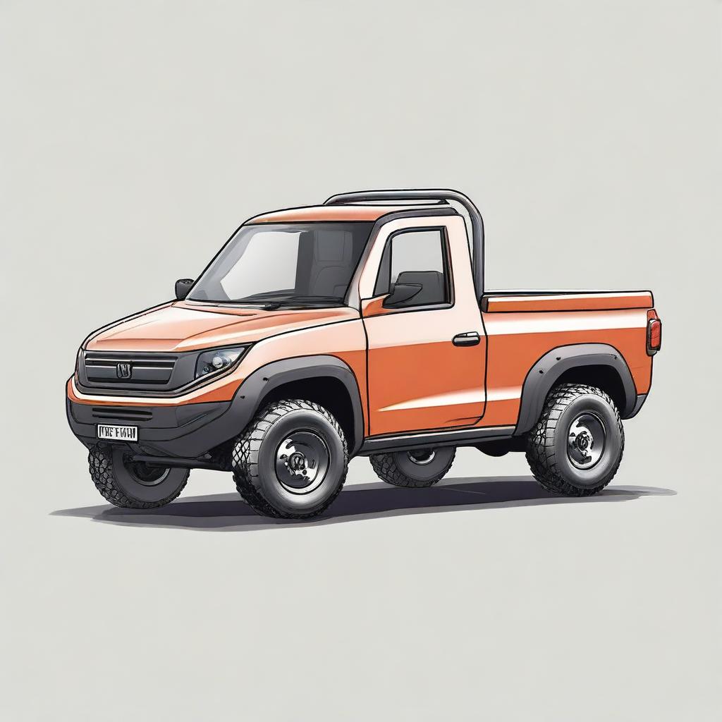 A detailed illustration of a single-seater truck, showcasing its compact design and rugged build