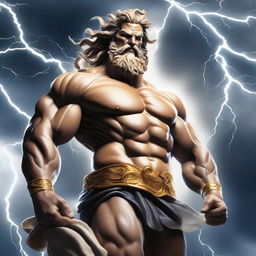 A majestic depiction of Zeus, the ancient Greek god of the sky and thunder