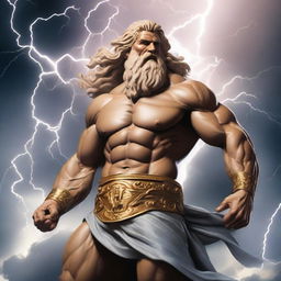 A majestic depiction of Zeus, the ancient Greek god of the sky and thunder