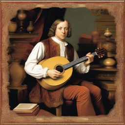 Create an image of a Renaissance man who is an extraordinary multi-instrumentalist