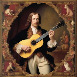 Create an image of a Renaissance man who is an extraordinary multi-instrumentalist