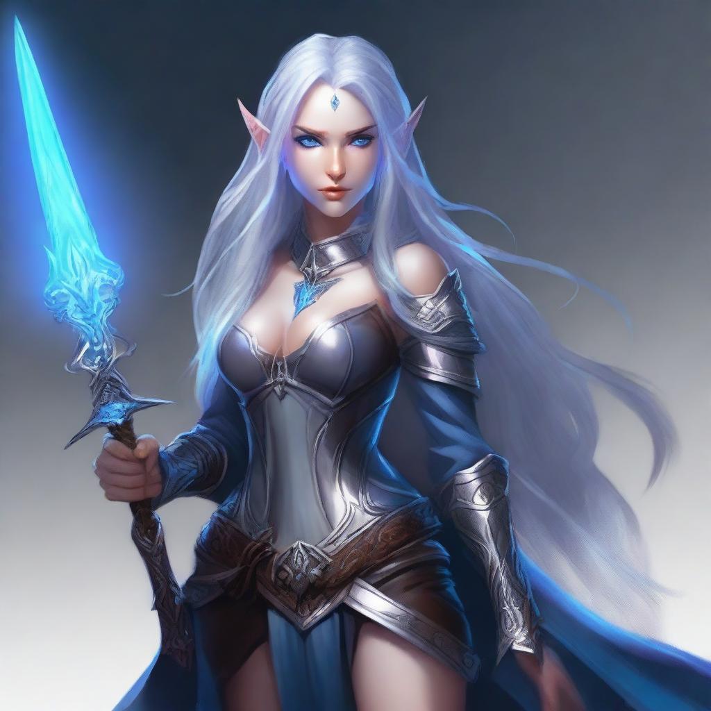 A female astral elf rogue stands poised and ready for action