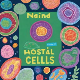 Create a vibrant and educational book cover featuring detailed illustrations of animal and plant cells