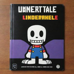 A vintage video game instruction booklet for the Undertale game on the GameCube, intricate visuals, filled with colorful screenshots, explanations of game mechanics, and character bios.