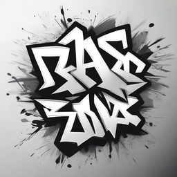 Create a design for a graffiti-themed t-shirt, using only black and white colors