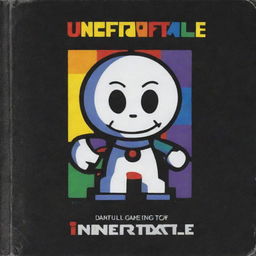 A vintage video game instruction booklet for the Undertale game on the GameCube, intricate visuals, filled with colorful screenshots, explanations of game mechanics, and character bios.
