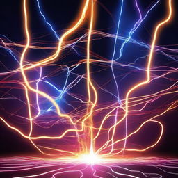 A vibrant and dynamic illustration of electricity coursing through wires, with bright, glowing sparks and electric arcs