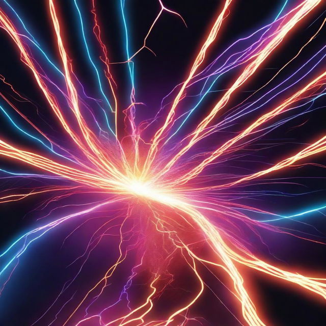 A vibrant and dynamic illustration of electricity coursing through wires, with bright, glowing sparks and electric arcs