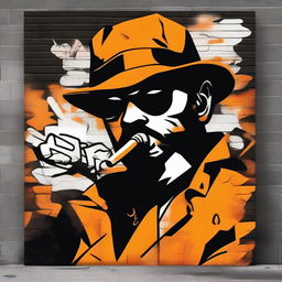 Create an image of a gangster character in a graffiti art style