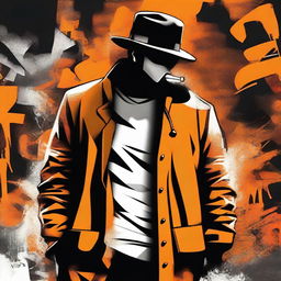 Create an image of a gangster character in a graffiti art style