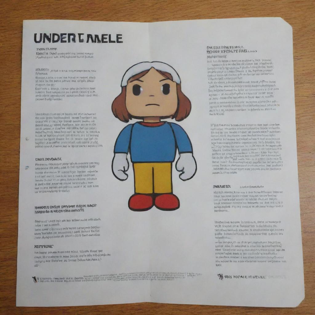A detailed GameCube instruction booklet for the game 'Undertale', prominently featuring the character Frisk from the game 'Undertale' in its design.