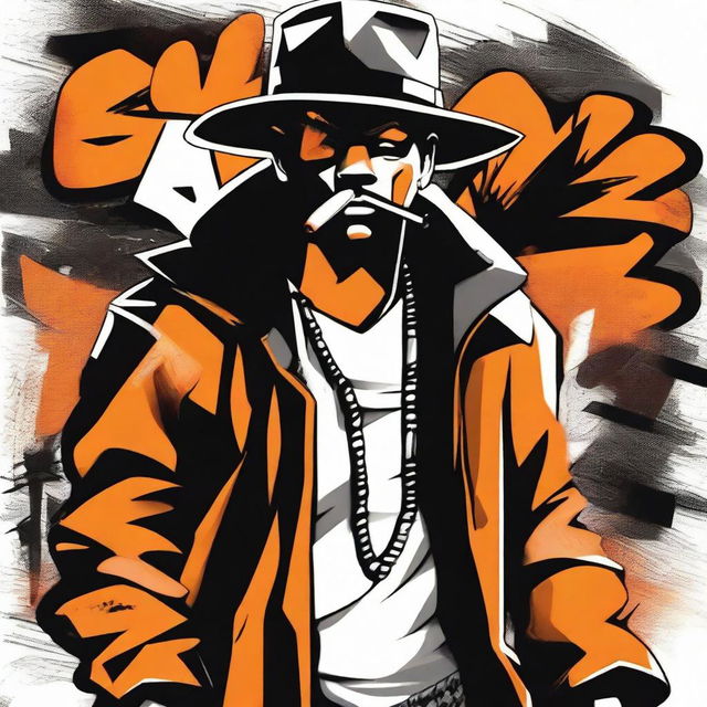 Create an image of a gangster character in a graffiti art style