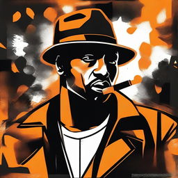 Create a portrait of a gangster character in a graffiti art style