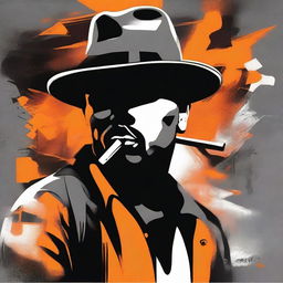 Create a portrait of a gangster character in a graffiti art style