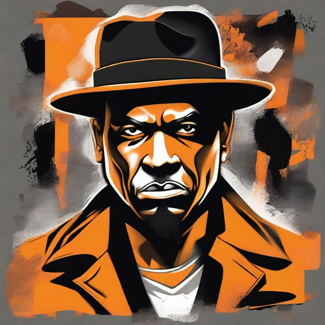 Create a portrait of a gangster character in a graffiti art style