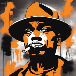 Create a portrait of a gangster character in a graffiti art style