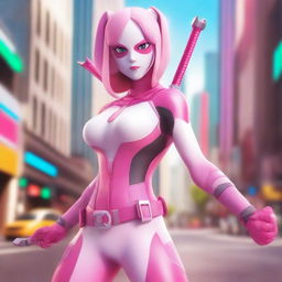 A 3D rendering of Gwenpool from Marvel Comics, depicted in an anime waifu style