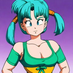 A realistic depiction of Bulma from Dragon Ball, portrayed with a slightly muscular physique