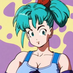 A realistic depiction of Bulma from Dragon Ball, portrayed with a slightly muscular physique