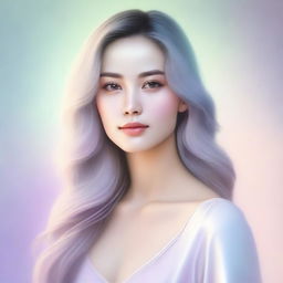 A detailed and realistic portrait of a woman with a serene expression