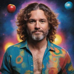 A stunning artistic interpretation of Jupiter Apple, the iconic Brazilian pop rock musician. Capture his eclectic style and vibrant energy in a cosmic, music-inspired setting.