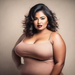 A portrait of a voluptuous woman with an elegant and confident demeanor