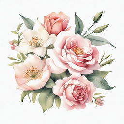 A vintage-style drawing featuring watercolor flowers