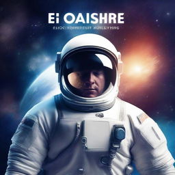 Create a cinematic style book cover featuring a white male astronaut with his eyes closed