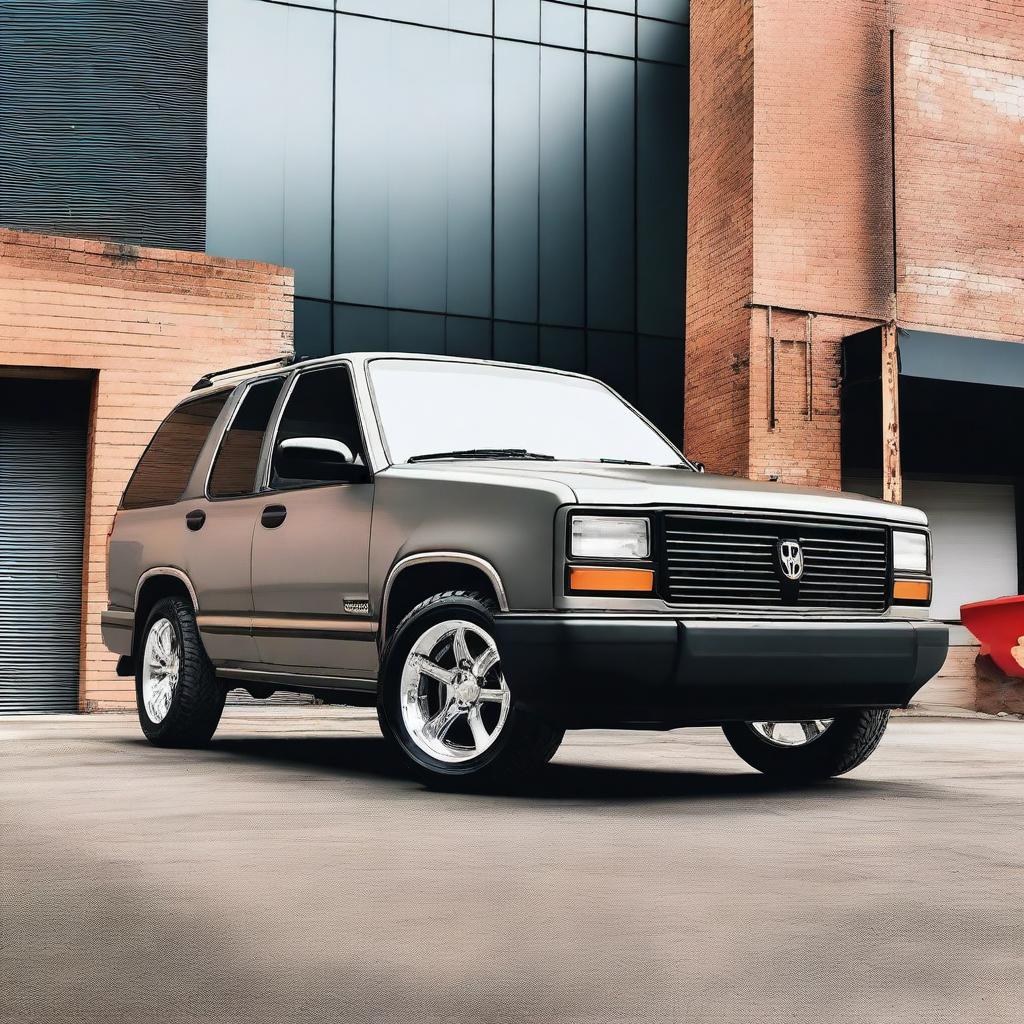 A first-generation Holden Frontera, slammed and lowered to the ground