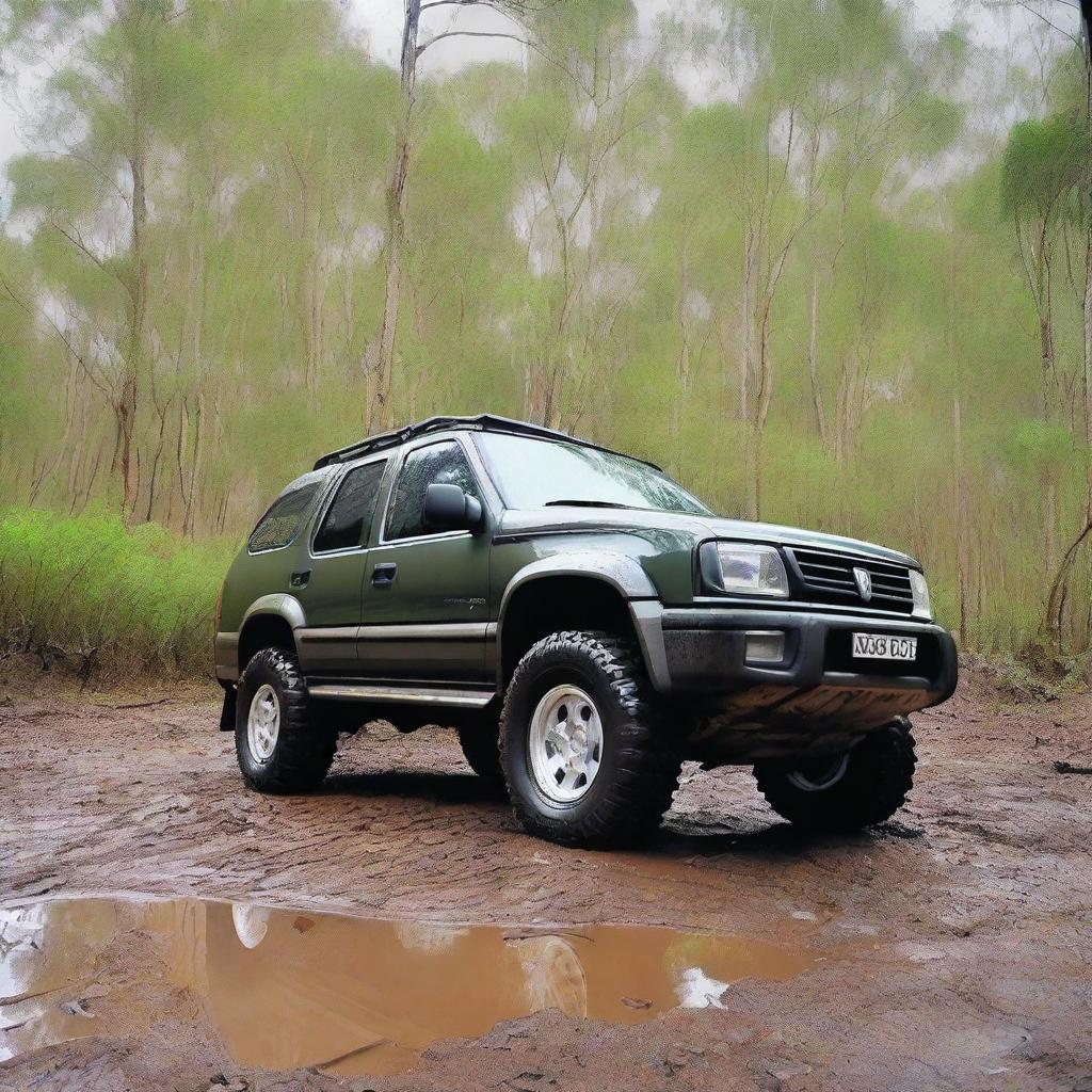 A 1996 Holden Frontera, lifted and equipped with 4x4 capabilities