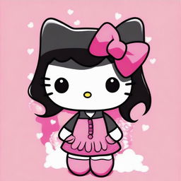 Create an image of Hello Kitty with black hair