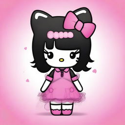 Create an image of Hello Kitty with black hair