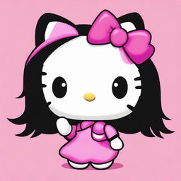 Create an image of Hello Kitty with black hair