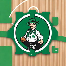 A high-resolution image featuring the Boston Celtics logo and team colors