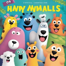 A group of happy animals with funny faces on a cover