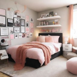 A cozy and stylish teenage girl's bedroom with modern decor