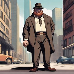 A halfling gangster in the Sharn setting of Eberron, dressed like a New York mobster