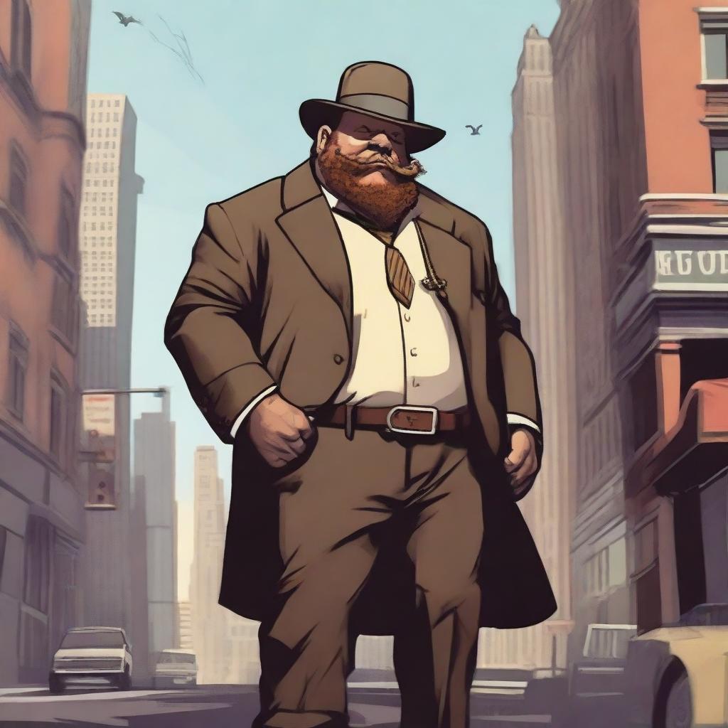 A halfling gangster in the Sharn setting of Eberron, dressed like a New York mobster