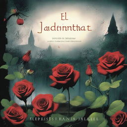 The cover shows a dark and mysterious garden with red roses in the foreground