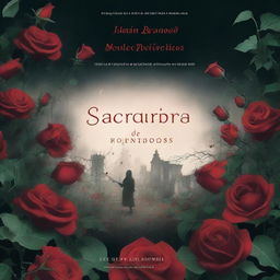 The cover shows a dark and mysterious garden with red roses in the foreground