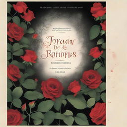 The cover shows a dark and mysterious garden with red roses in the foreground