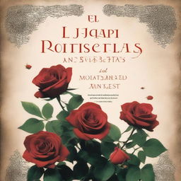 The cover shows a dark and mysterious garden, with red roses in the foreground, but instead of dew drops, the roses have stains that appear to be blood