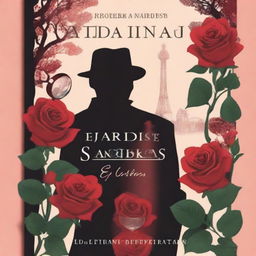 A book cover for a mystery, detective, and romance novel titled 'El Jardín de Rosas Sangrientas'