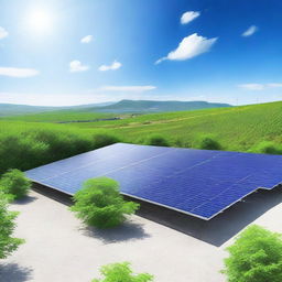 Create a beautiful image of a photovoltaic power plant suitable for a work cover