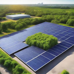 Create a beautiful image of a photovoltaic power plant suitable for a work cover