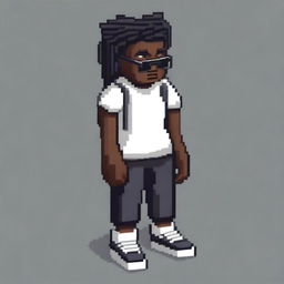 Create a pixel art style character, isometric and simple, with a retro vibe, resembling a young character from a video game